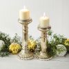lightSet of Two Mercury Glass Pillar Candle Holders