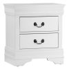Traditional Design White Finish Nightstand 1pc Antique Drop Handles Drawers Bed Side Table Bedroom Furniture