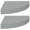Floating Corner Shelves 2 pcs Gray 9.8"x9.8"x1.5" MDF